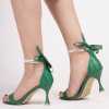 Elisa Pyramid Heel Pearl Ankle-Strap Green 1022 - Escaro Royale