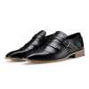 Black Full Grain Leather Kiltie Monkstrap shoes - Escaro Royale