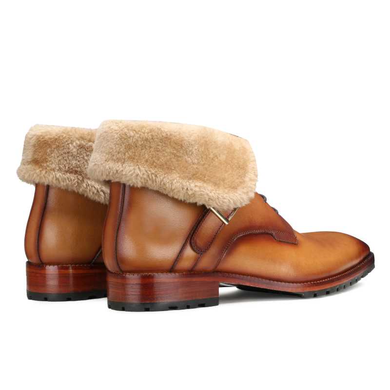 Stalwart Tan Designer Fur Boots - Escaro Royale