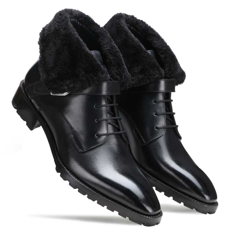 Stalwart Black Designer Fur Boots - Escaro Royale