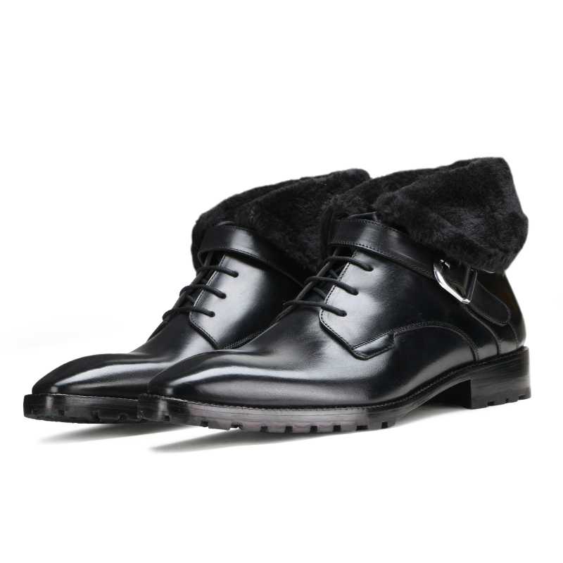 Escaro Royalé Stalwart Black Designer Fur Boots for Men