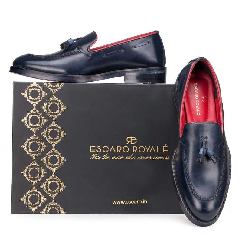 Blue Braided Tassel Designer Loafer - Escaro Royale