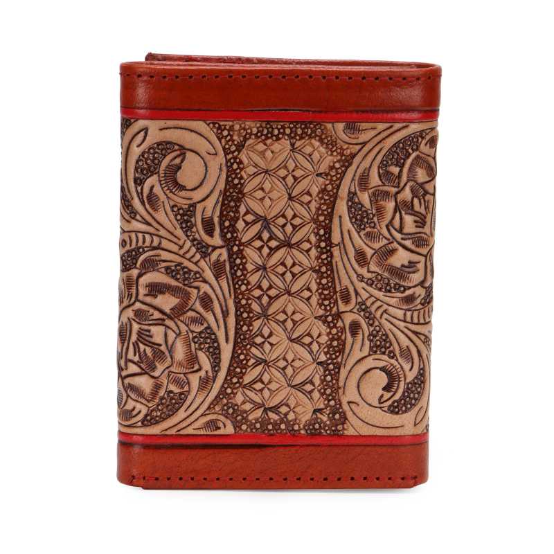 The ZURICH Hand-Tooled Leather Tri-Fold Wallet - Escaro Royale