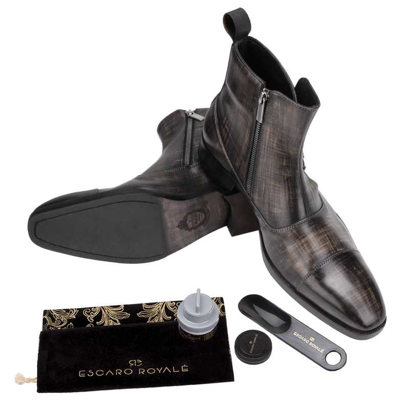 The Hernan Toecap Ankle Boot in Grey - Escaro Royale
