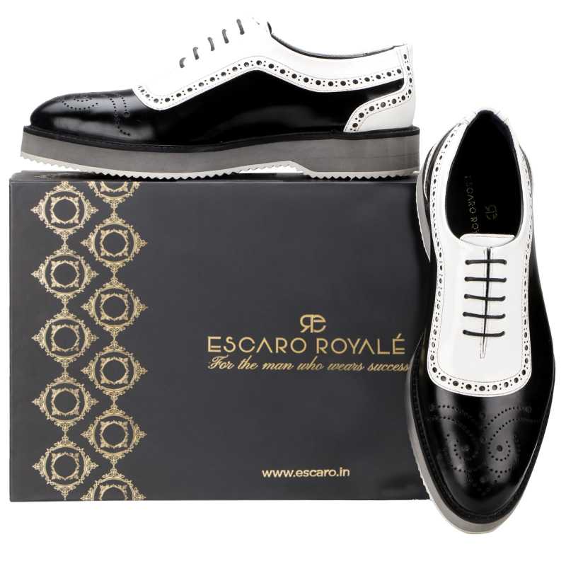The Cortes Designer Oxford in Black White - Escaro Royale