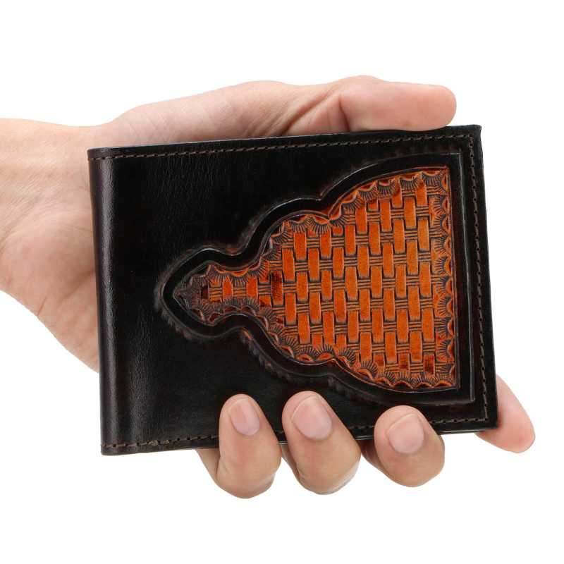 Black Hand - Tooled Leather Mens Wallet - Escaro Royale