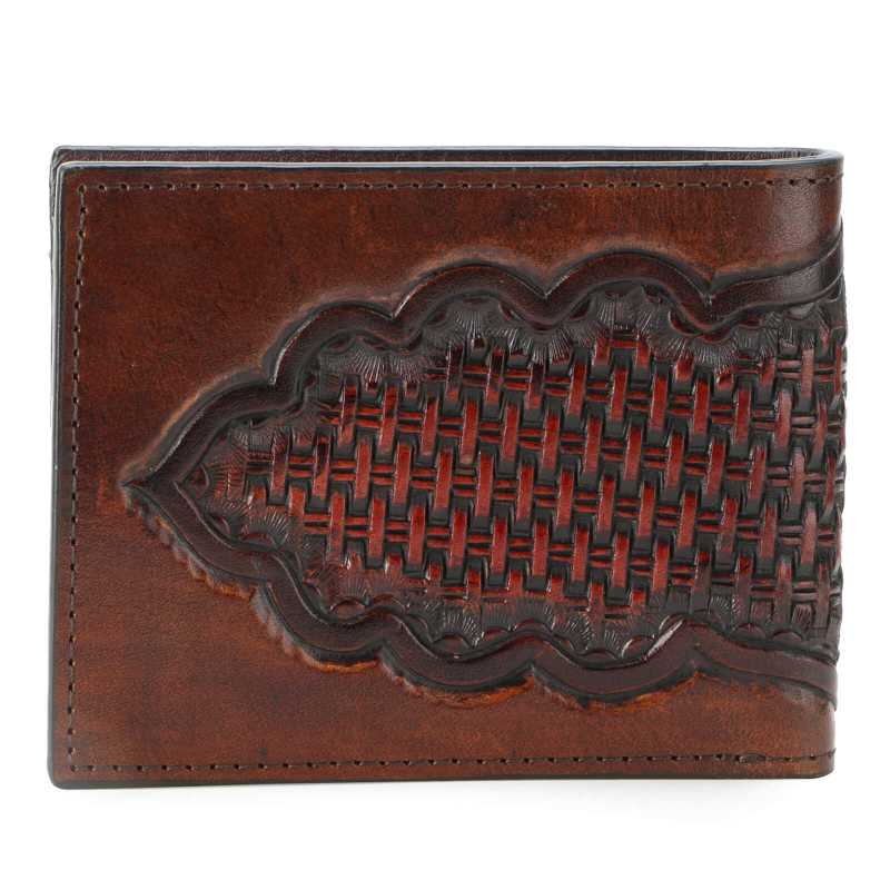 Brown Hand - Tooled Leather Mens Wallet - Escaro Royale
