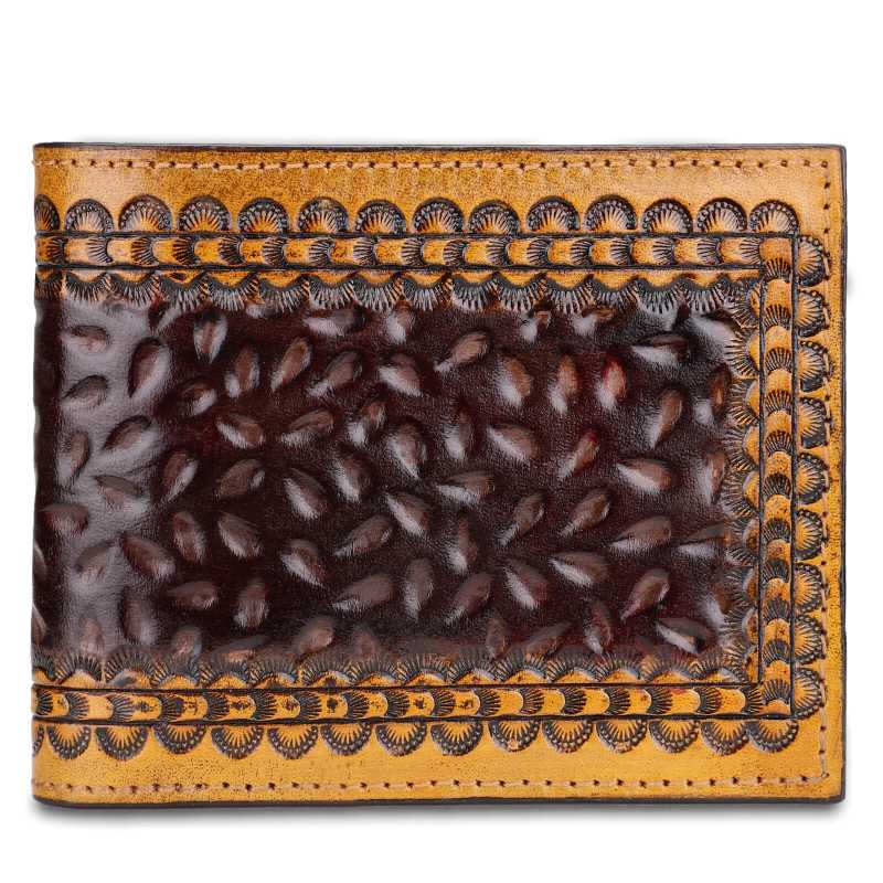 The Segal Hand-Tooled Leather Bi-Fold Wallet - Escaro Royale