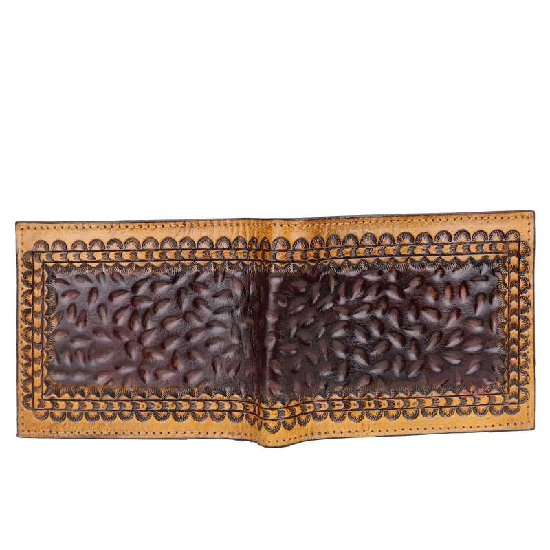 The Segal Hand-Tooled Leather Bi-Fold Wallet - Escaro Royale