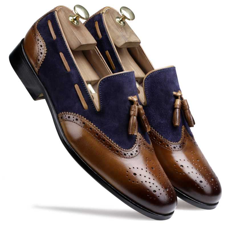 The Chicago Tassel Loafer in Blue Tan - Escaro Royale