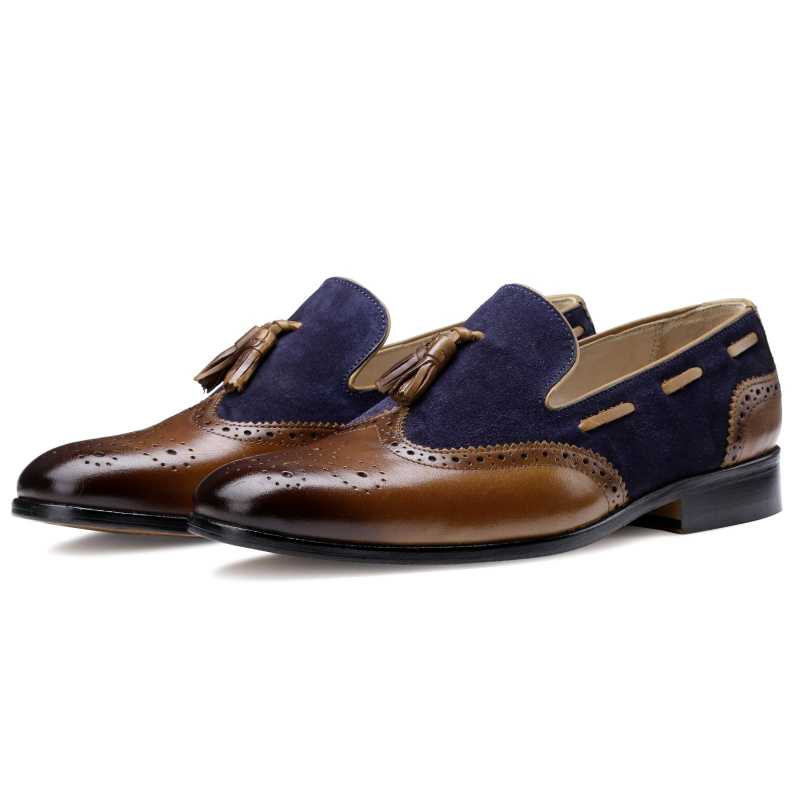 The Chicago Tassel Loafer in Blue Tan - Escaro Royale