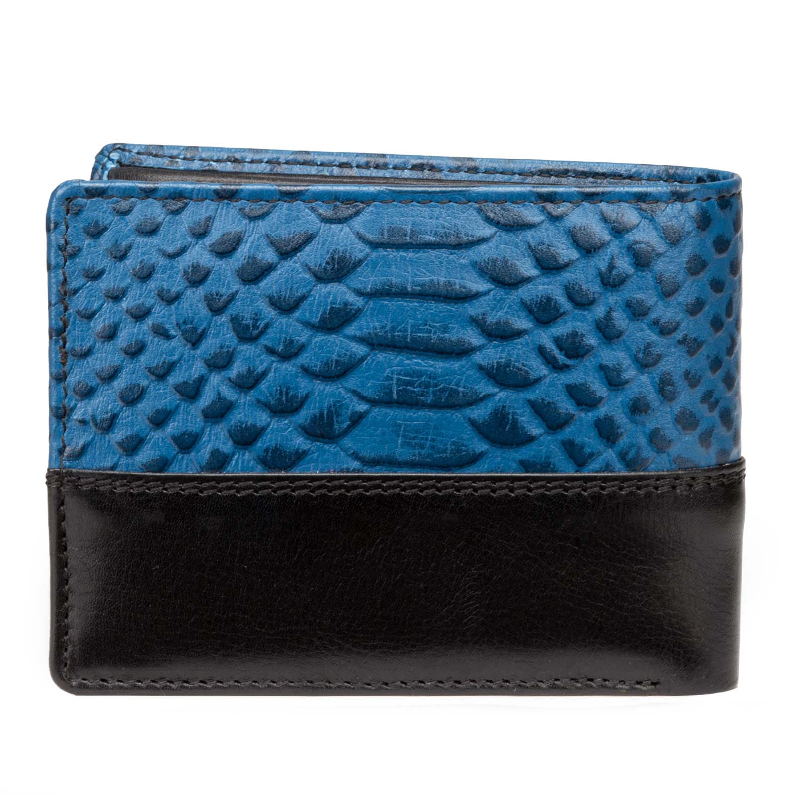 Luxury Blue Black Croco Print Leather Men’s Wallet | Escaro
