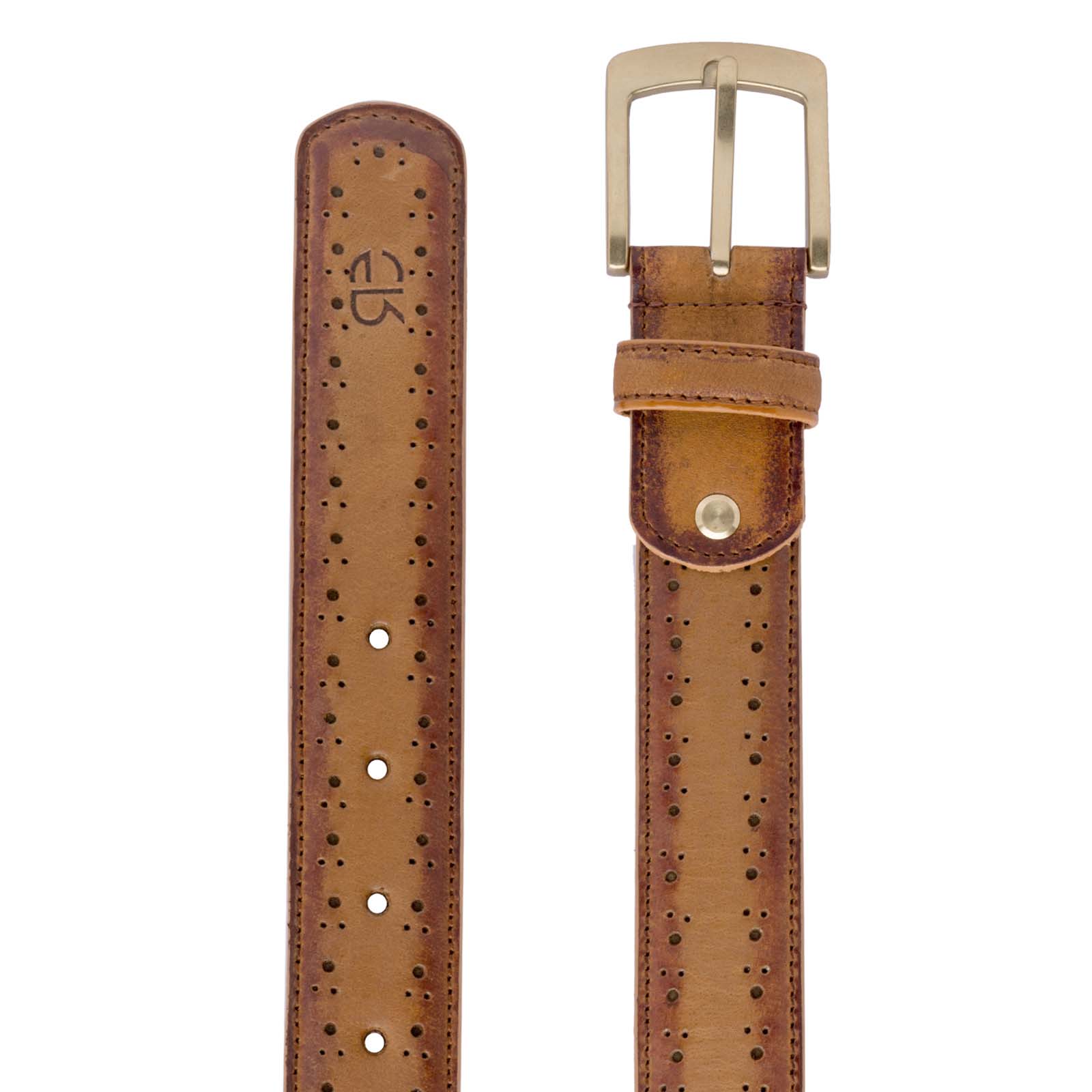 Escaro Royale Brown Leather Belts with weave textured-High Brass finish ...