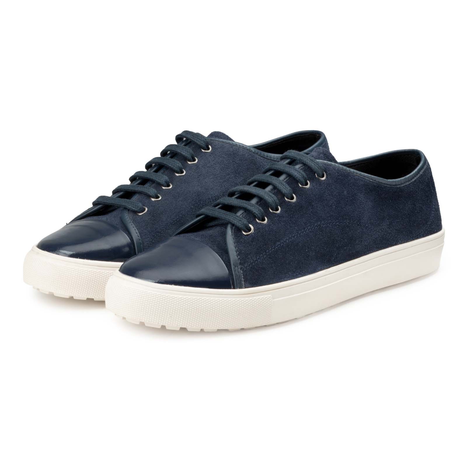Buy Blue Low-Top Leather Sneakers | Escaro Royale