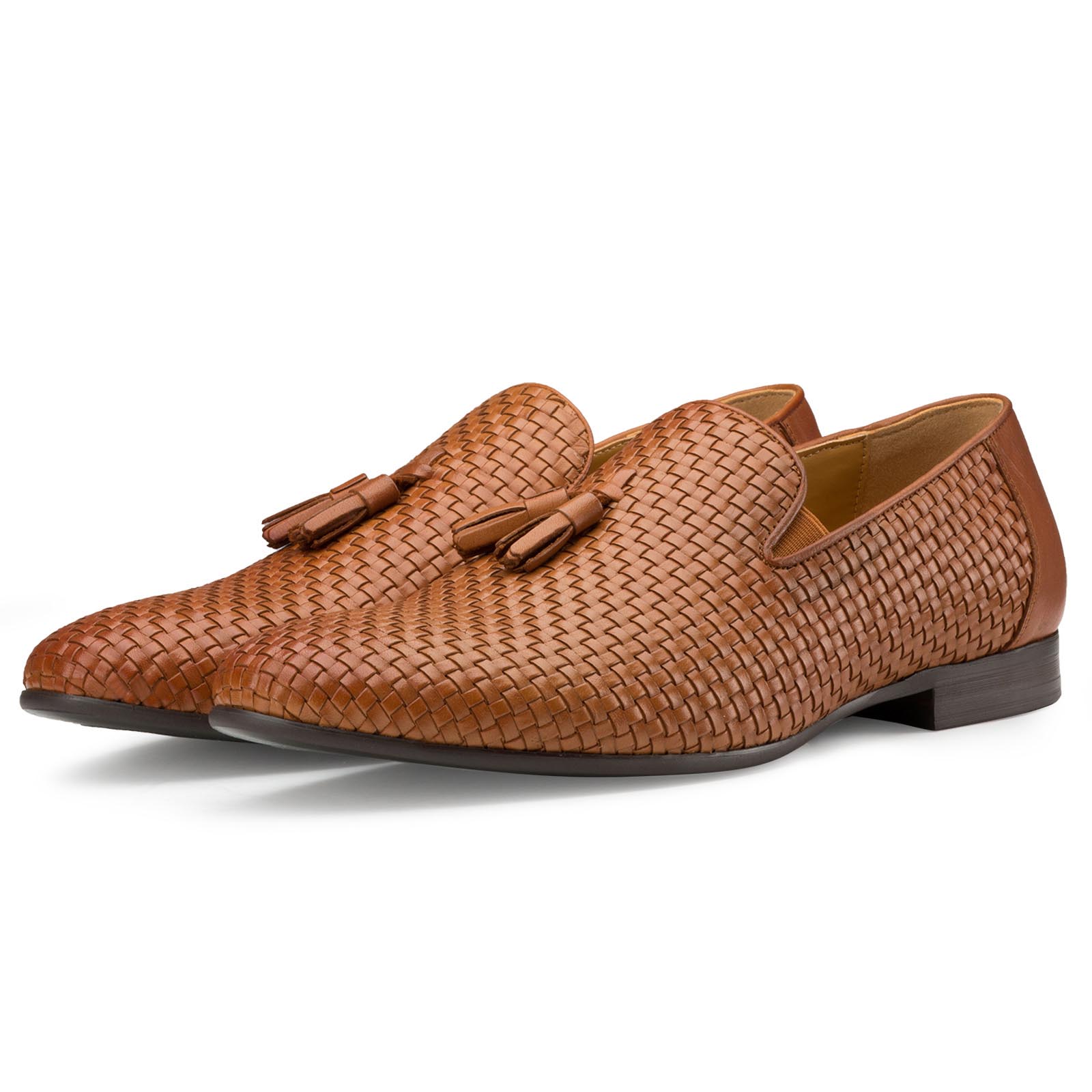 Buy British Royal Tan Weaved Tassel Loafers for Men - Escaro Royale